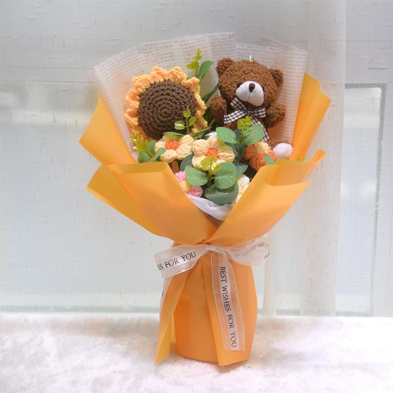 

Букет цветов крючком Вечный цветок Свадебный подарок для гостей Плетеный подсолнух Букет на День учителя Cadeau Mariage Pour Invites