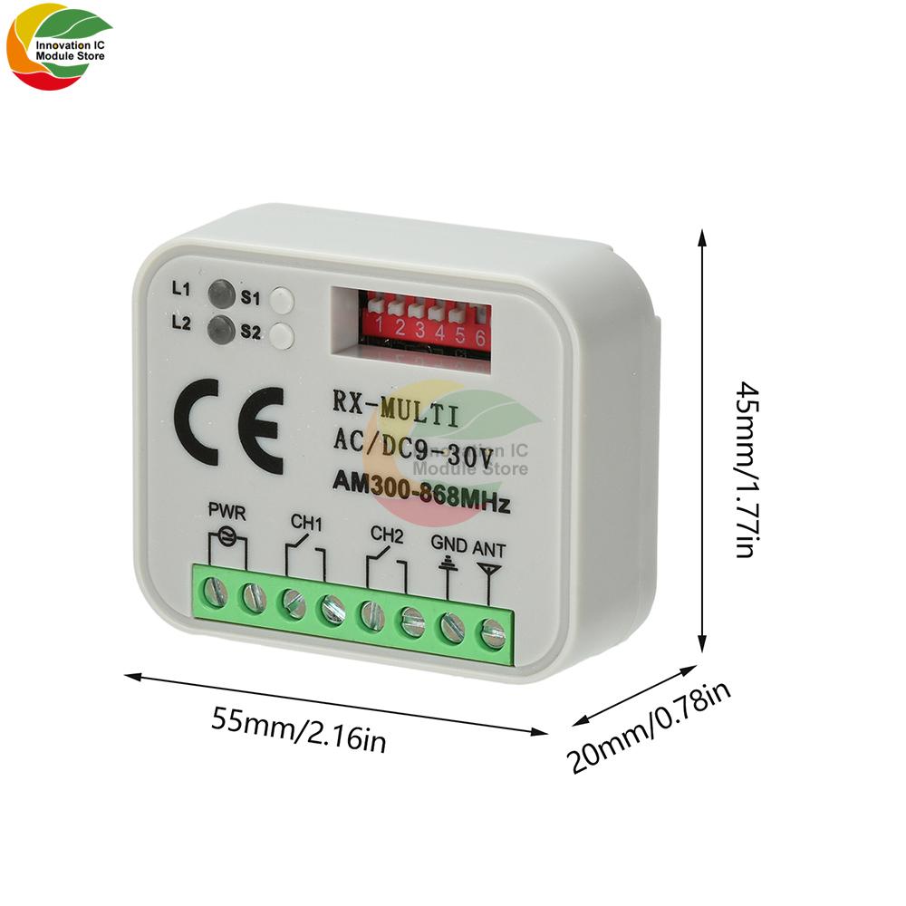 300-868MHz Multi-Frequency Receiver Rolling Code & Fixed Code Switch Controller Universal Bidirectional On/Off