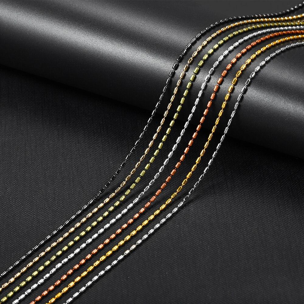 2 m/lote 1.5mm ouro cilíndrico contas de bambu bola salsicha correntes para diy colares pulseira jóias fazendo suprimentos acessórios