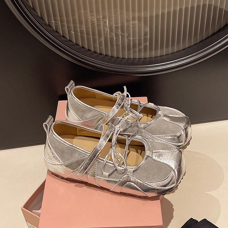 Single shoes shallow mouth Mary Jane ballet women's 2025 summer leisure sports new German training shoes flat Forrest Gump board shoes