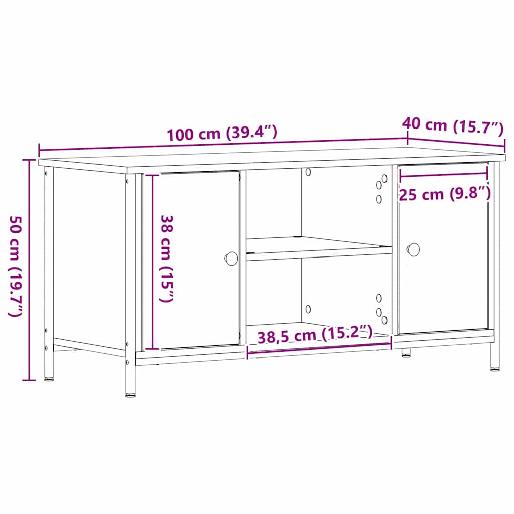 TV Cabinet Artisan Oak Finish 100 x 40 x 50 cm Engineered Wood