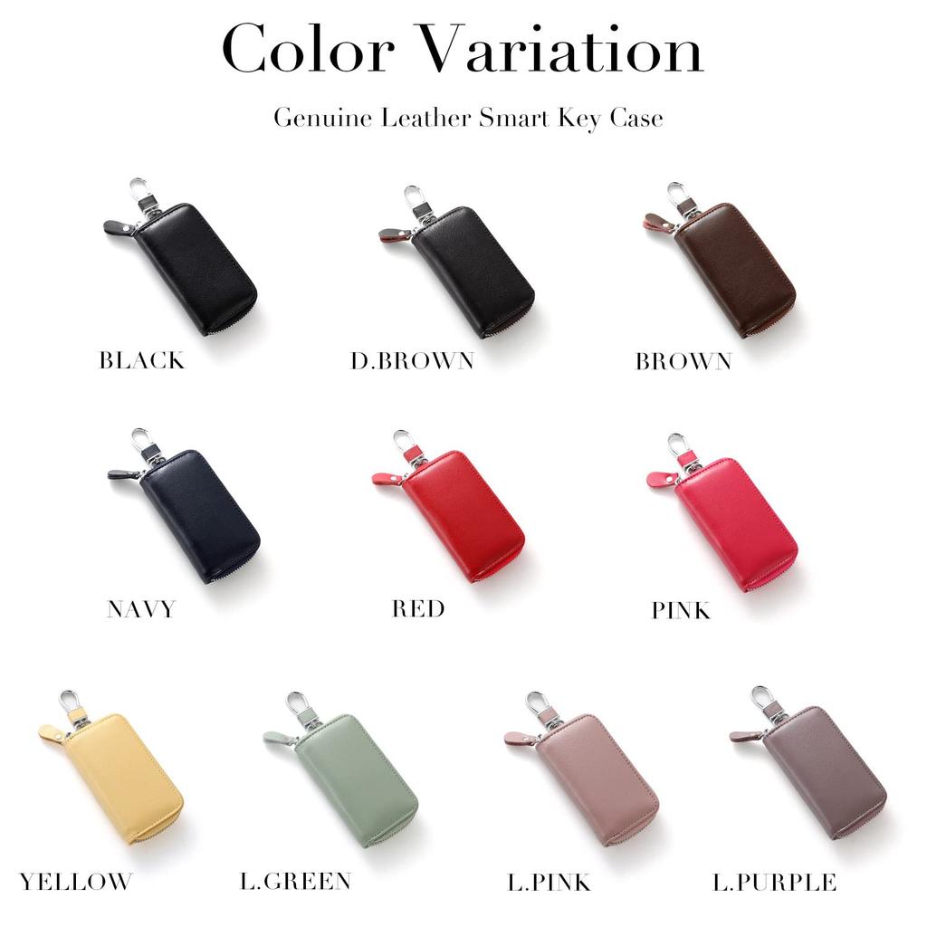 Naru Genuine Leather Key Case, Smart Key Case for Men and Women, 6-Ring Smart Key, Card Case, Key Ring, Stylish, Popular Brand (Brown)