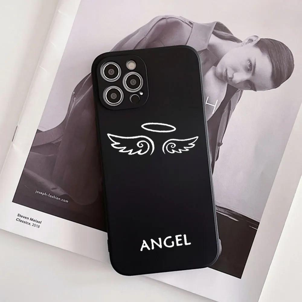 Cartoon Demon Angel Couple Phone Case for IPhone 15 14 13 12 11 Pro XS MAX 7 SE2 X XR 8 14 Plus Clear Soft Silicone Cover Fundas