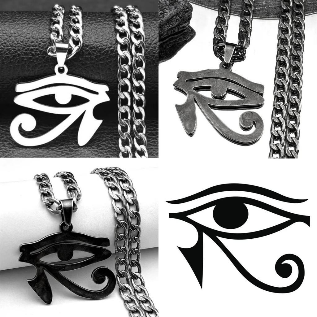 Oko Horusa Starożytny Egipt Symbol Egipski Faraon Ochrona Amulet Talizman Wisiorek Naszyjnik Mężczyźni Kobiety Łańcuszki ze Stali Nierdzewnej Biżuteria Prezenty