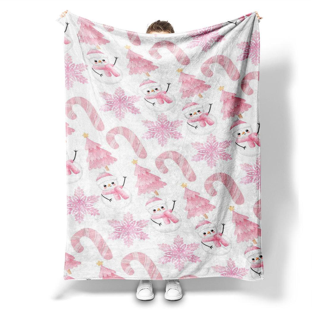 

Christmas Pink Cartoon Printed Blanket for Sofa Bed Travel Camping Living Room Office Conditioning Blanket for All Seasons Gifts 75x90cm