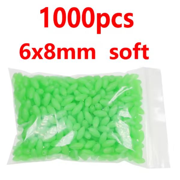 1000/3000PCS Wholesale Red Green Oval Soft Rubber Luminous Fishing Beads Glowing Sink Beads For Fishing Rigs Fishing Lure Tackle