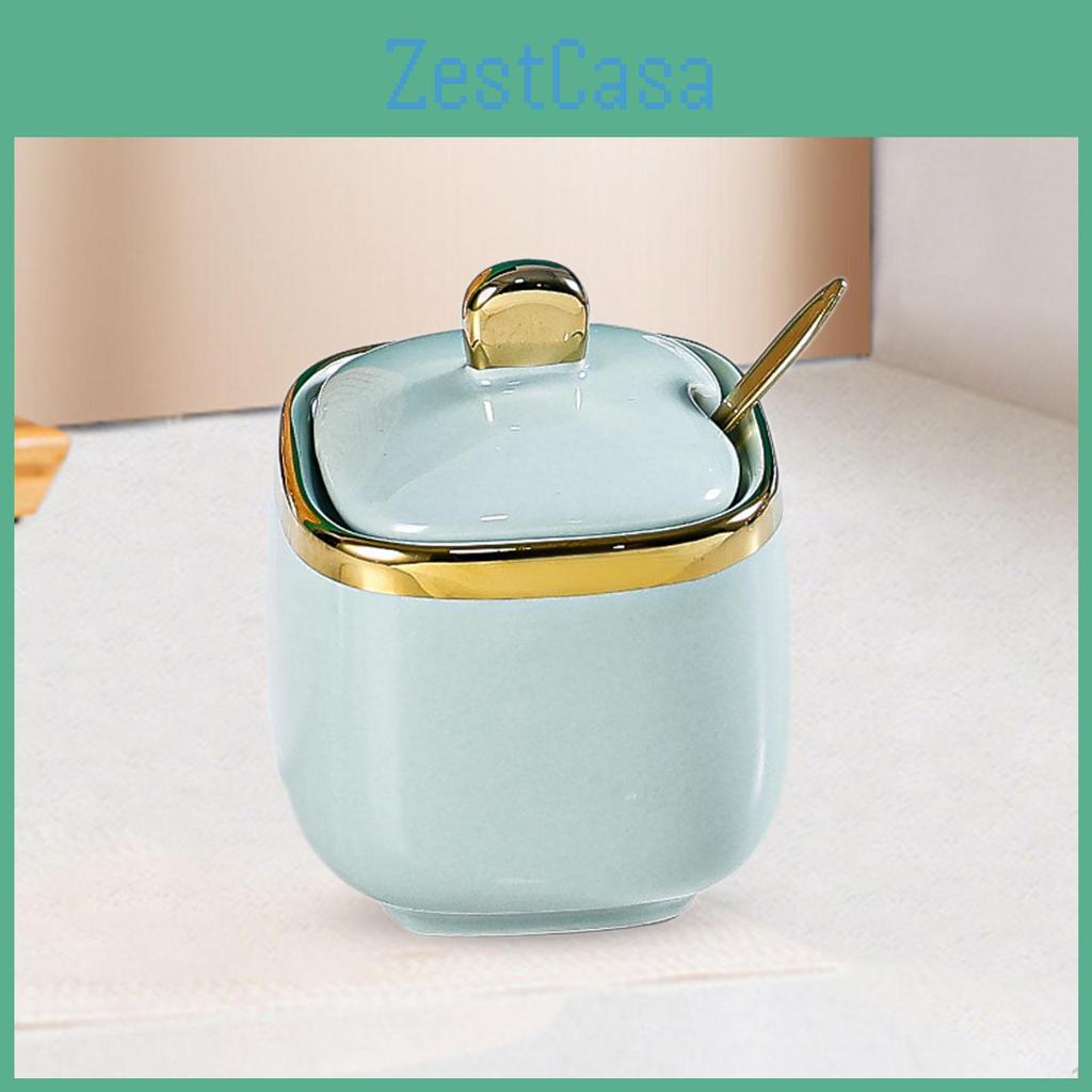 Bowl Jar Sugar Condiment Ceramic Salt Container Pot For Countertop