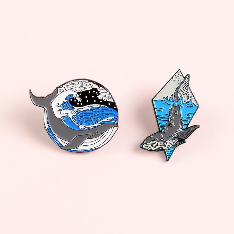 Creative Cartoon Underwater Animal Whale Brooch Unique Geometric Design For All Styles