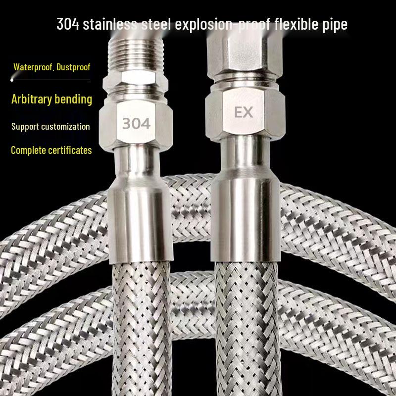 DN20 Explosion-Proof 304 Stainless Steel Flexible Metal Conduit Hose DN15-500MM-Double Female Threads