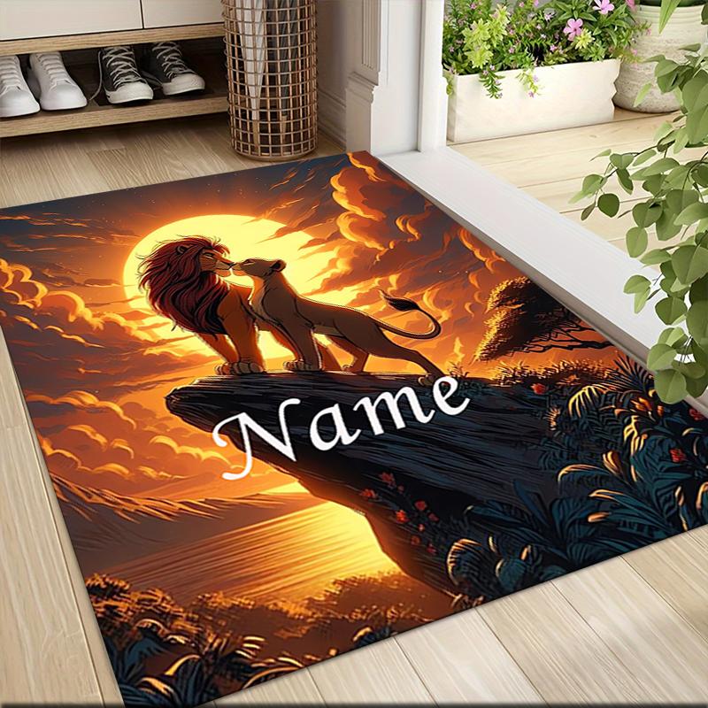 Custom Name Lion Sunset Majesty Carpet Rug Customizable Soft Washable Anti-Slip Home Living Room Sofa Mats Personalized Rug. 0909306