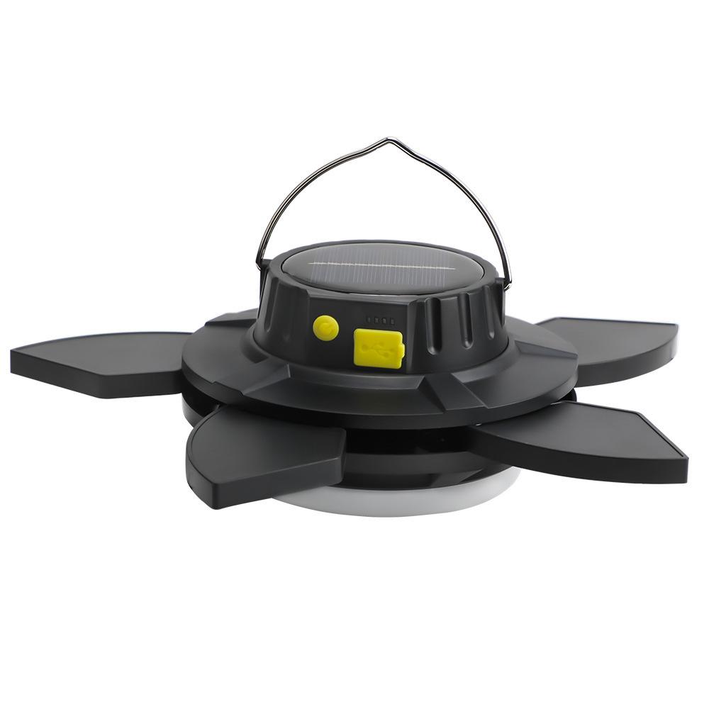 Lotus-Shaped Solar Rotating LED Lamp: USB-Rechargeable for Outdoor Camping, Night Market, and Emergency Use.
