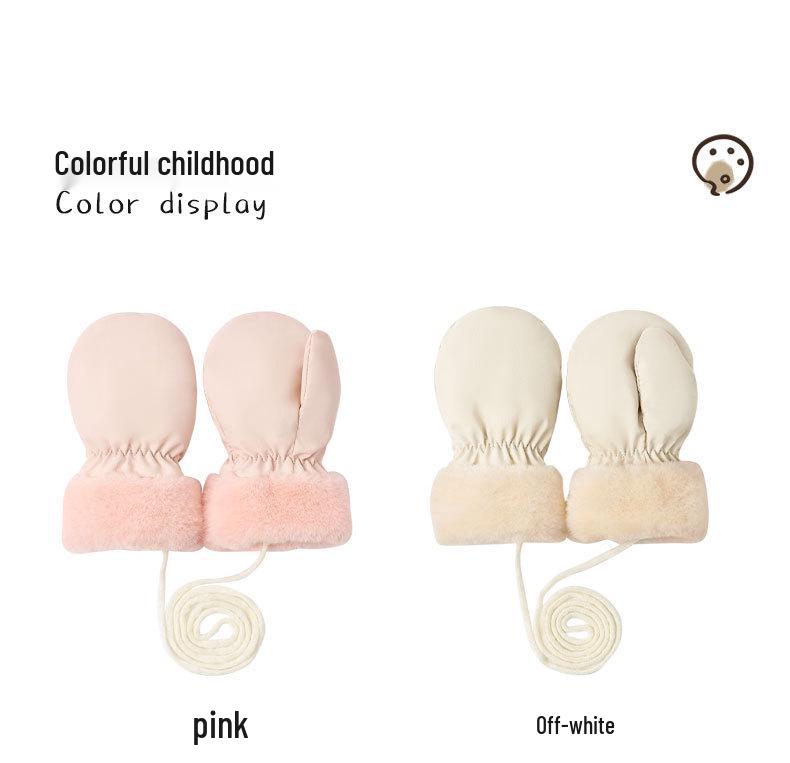 Nidoran Waterproof Velvet-Insulated Winter Gloves for 1-2-Year-Olds: Unisex Warm Gloves for Boys and Girls