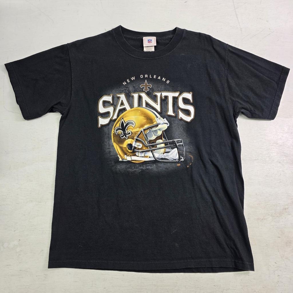 Vintage Y2K New Orleans Saints NFL Football T Shirt Black Helmet Graphic Mens L Unisex T-Shirt