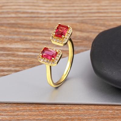 

Nidin New Luxury Blue Red Zircon Open Adjustable Rings Korean Fashion Jewelry High Sense Accessories For Women Exquisite Gifts червоний