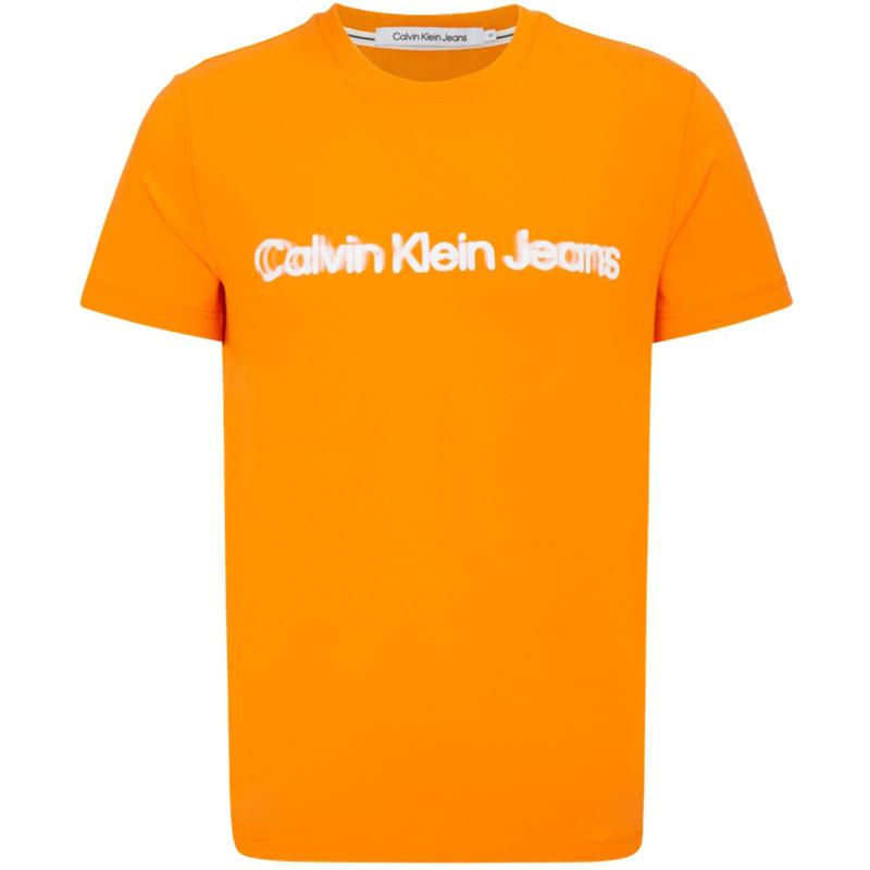 

Calvin Klein Solid Color Letter Print Breathable Slim Fit Short Sleeve T-Shirt Men tops Orange J323251SCB S