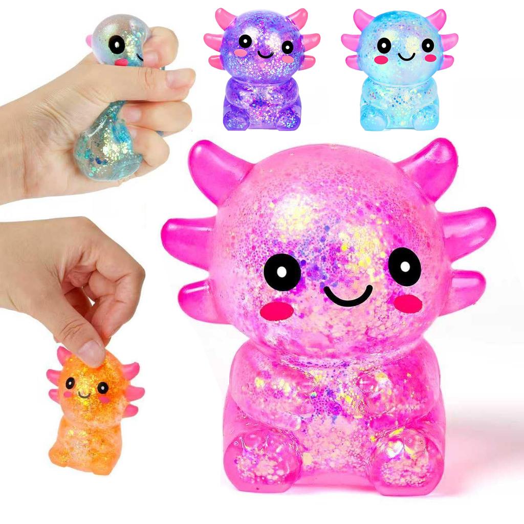 Bambini. 1 morbida pallina antistress axolotl messicano. Giocattolo sensoriale schiacciabile ed estensibile per adulti. Perfetto come bomboniera per feste.