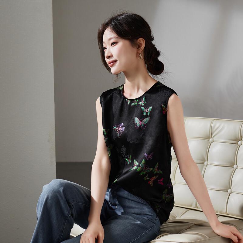 SOFSIL Women s Printed Silk Blend Sleeveless Blouse M