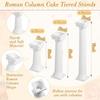 27-Piece Cake Tier Stacking Kit - Includes 12 Roman Columns (3 Sizes), 6 Cake Boards (12/16/20cm), and 9 Dowel Rods for Wedding and Tiered Cakes