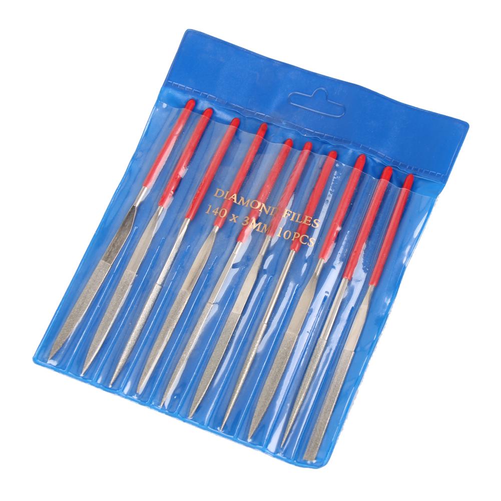 10Pcs Diamond Needle File Set 3x140mm Mini Needle File Kit For Stone Glass Metal Carving Craft Hand Tools Needle File Set