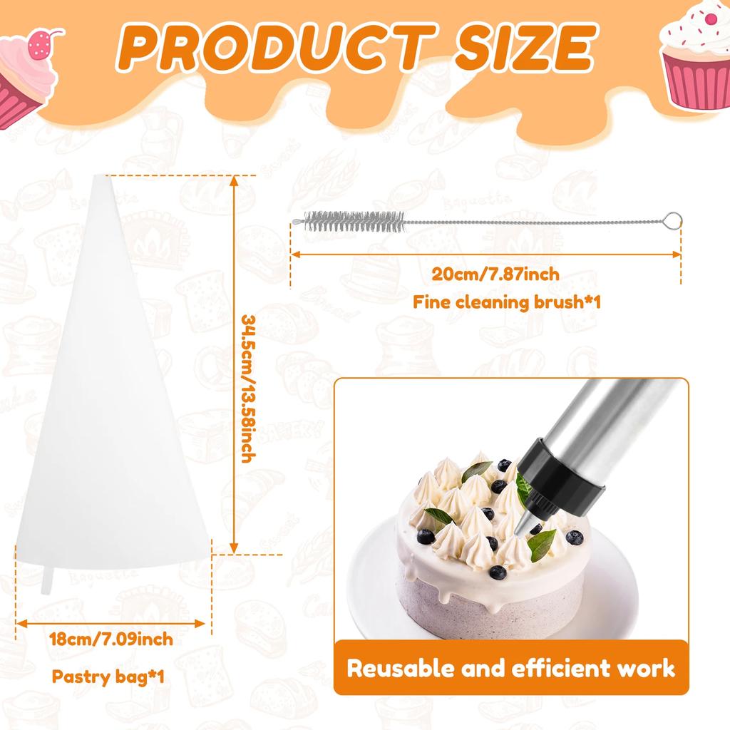 Stainless Steel Churro Maker Set Reusable Rust Proof Churros Maker Machine Multipurpose Cookie Press Maker for Cupcakes