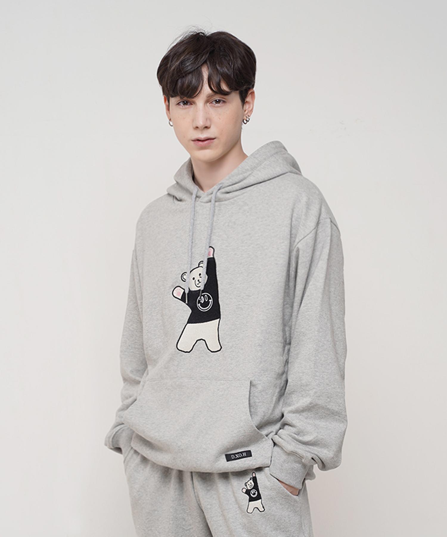 D So H Teddy Bear Embroidered Hoodie [Grey] 2