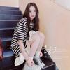 Striped Ruffle Edge Dress Women's Summer Super Fire Korean Age Reduction Super Good-looking Sweet Little T-shirt Skirt