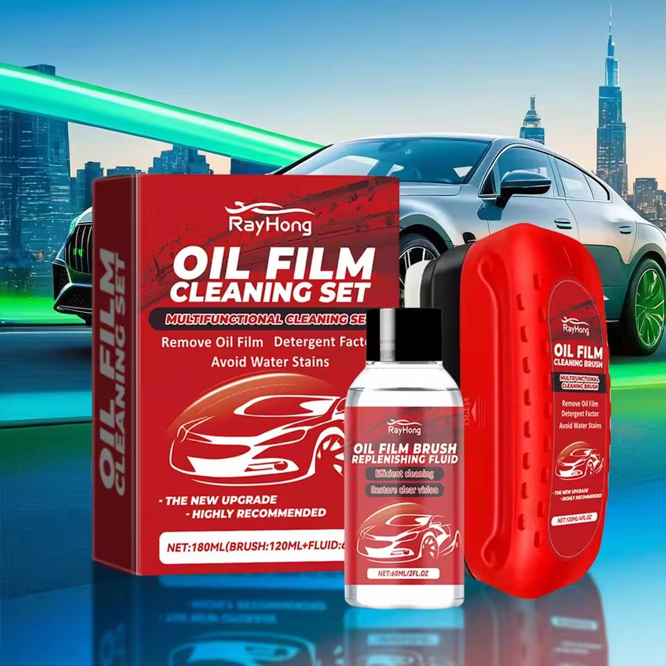 Car Glass Oil Film Remover Glass Cleaning Board Hydrophobic Windshield Oil Film Cleaning Brush Stain Remover Auto Detailing Tool