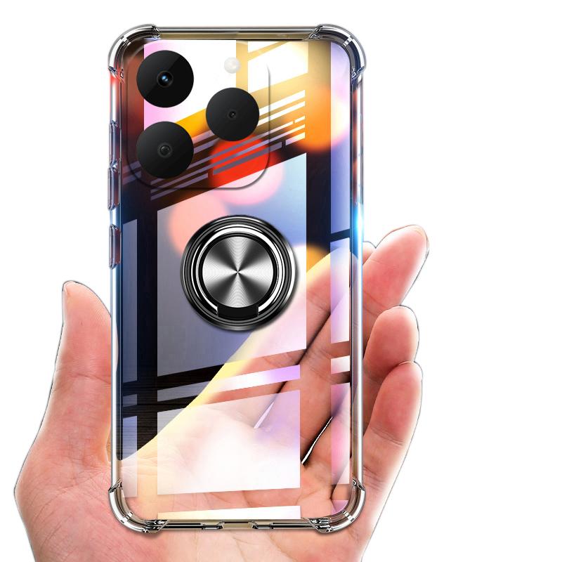 For Realme 15T case Ring Holder Ultra Thin Transparent Car Navigation Soft Silicone Clear cover For Realme 15T Phone casing