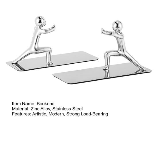 1 Pair Stainless Steel Bookend Stable Load-bearing Bookend for Bookshelves And Desks Creative Desktop Ornament Modern Office Decor