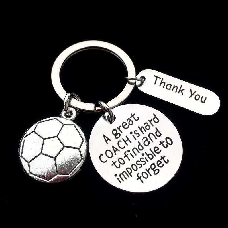 Stainless Steel Engraved Keychain for Coaches: Basketball & Football Grad Gift.