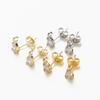 4/6PCS/lot 14K 18K Gold Color Brass with Zircon Drop Shaped Stud Earrings Fittings DIY Jewelry Making Findings