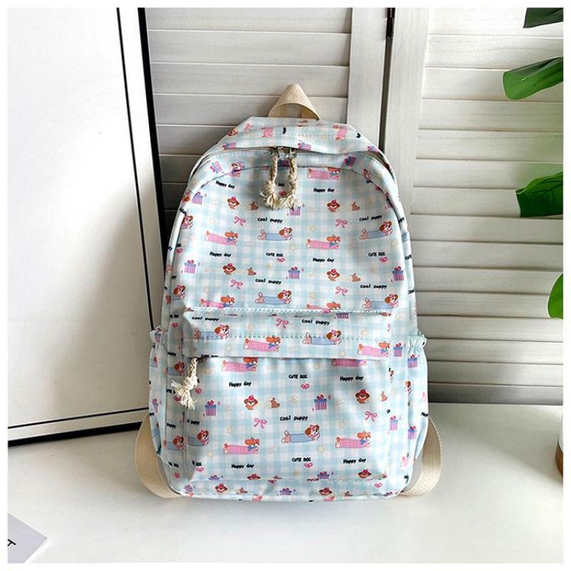 Niedlicher Rucksack im japanischen Stil mit Welpen- und Katzenmotiv für Schülerinnen – Perfekt für die Schule oder Universität