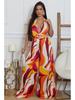 Bedruckter lässiger ärmelloser rückenfreier Jumpsuit mit Trägern und tiefem V-Ausschnitt, weitem Bein für Damen