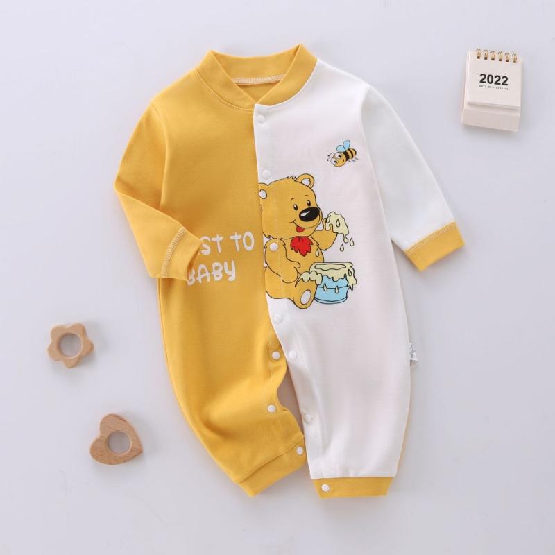Kjemmet bomull babybody langermet spedbarns jumpsuit dyre-romper unisex termisk undertøy trykknapplukking myk nyfødt onesie vinter varmt antrekk