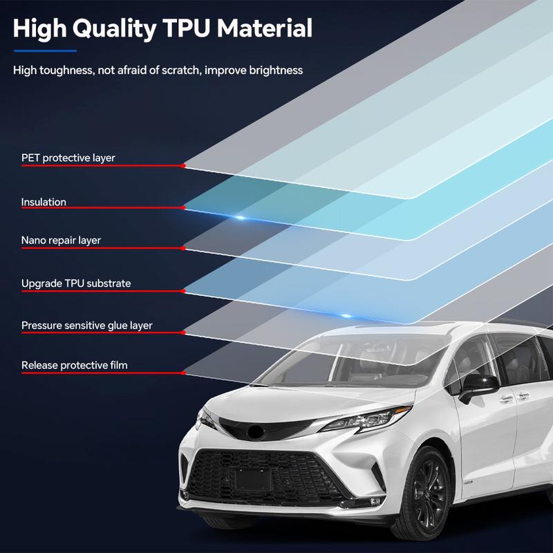 For Toyota Sienna -2024 Headlight Rearview Door Side Anti-scratch TPU Protection Film Pre-cut PPF Clear Bra Resistant Cover