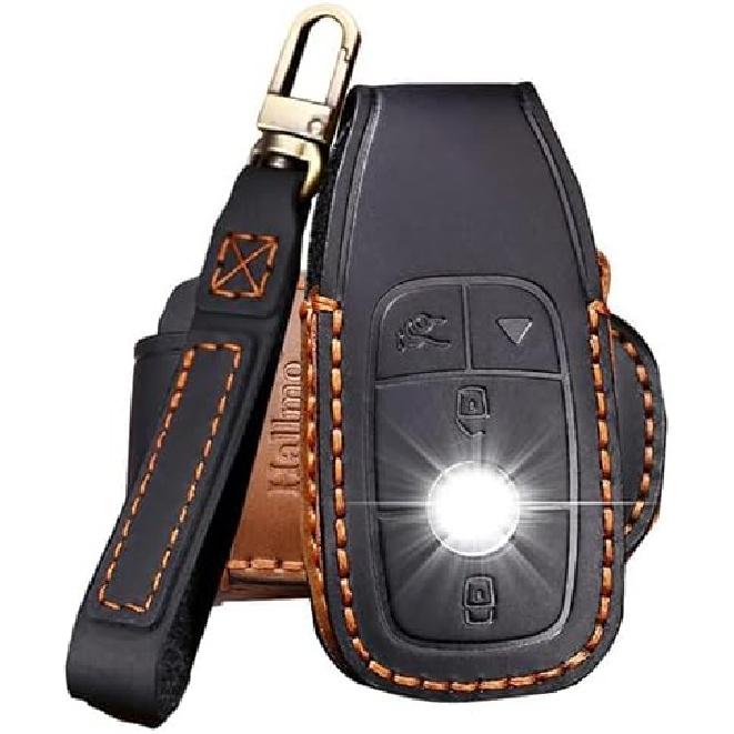 

Key Fob Cover Compatible With Mercedes Benz GLE GLS ES 450 350 580 MB GLB GLA 250 GLC 300 AMG A-Class E-Class Key Holder Leather Key Protector 4 Buttons Black