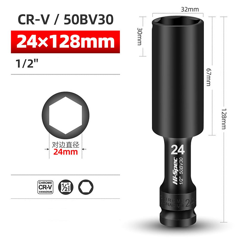 Clé à douille 1/2 tête hexagonale 8-24mm Adaptateur Clé Convertisseur Douille profonde Outils de retrait de pneu