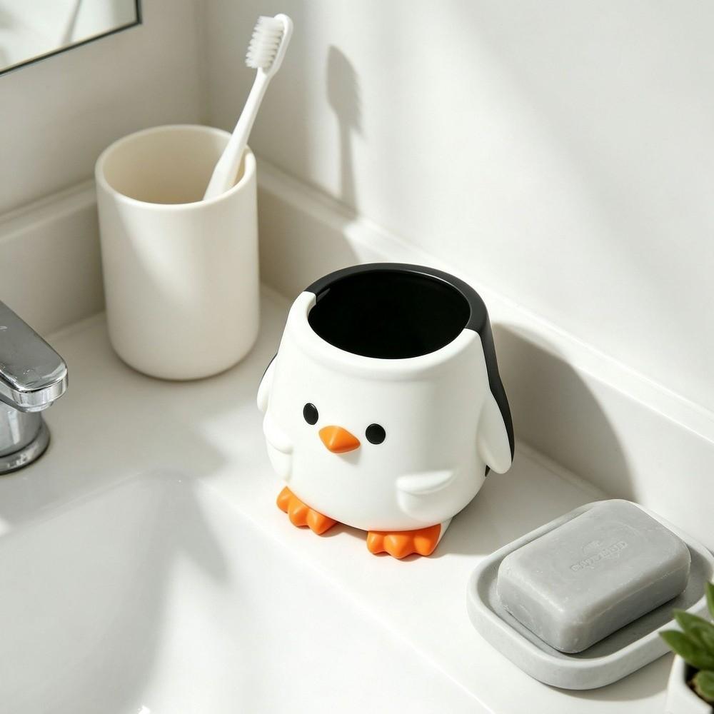Multifunction Table Storage Box Flowerpot Desktop Organizer Cartoon Penguin Pen Holder Office