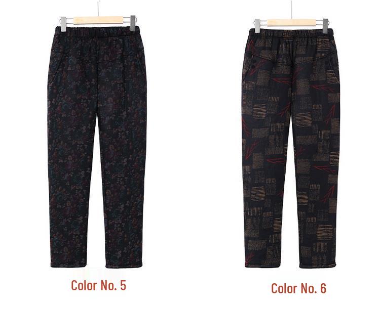 Women's High-Waist Fleece-Lined Lambswool Cotton Pants for Winter