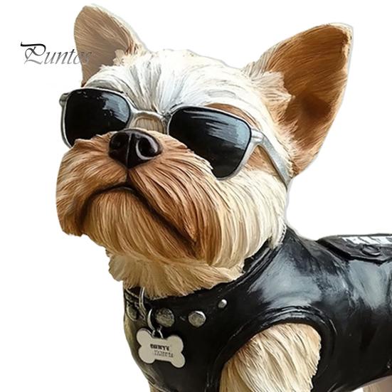 Dog Garden Stake Puppy In Vest Sunglasses Outdoor Decor Stake Yard Art Dog Sign Decoration for Patio Lawn Flower Bed
