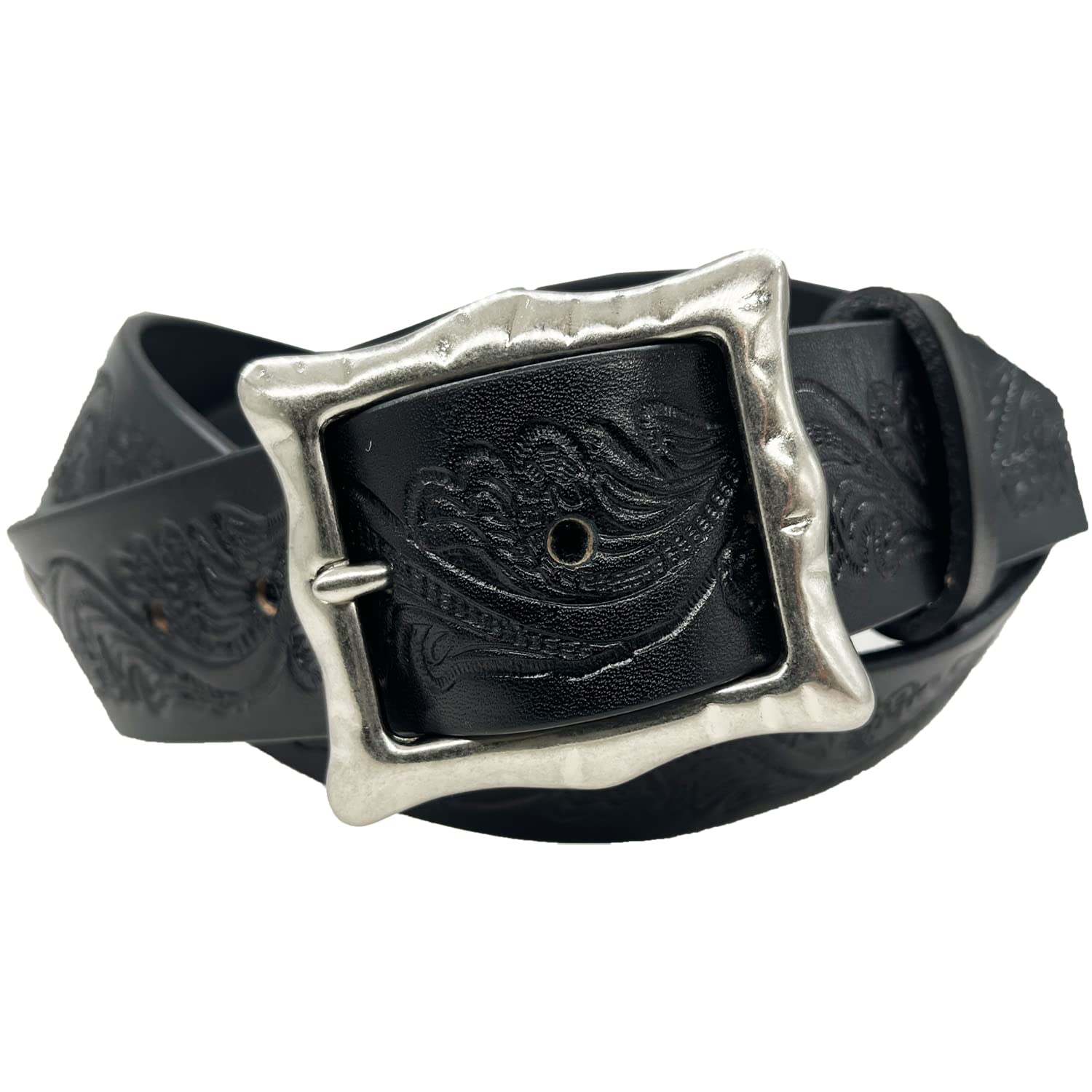 

WING LEATHER Ремень из кожи Tochigi для мужчин, Натуральная кожа, Повседневный, Сделано в Японии, Коровья кожа, Местный, Стильный, С тиснением, 40 мм, Размер L, Черный (w072)