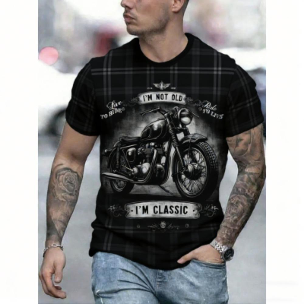Europe America Summer Men's T-Shirt Motorcycle 3D Print Tees Top Street Casual Loose Outdoor Short Sleeve Plus Size Women T-shirt