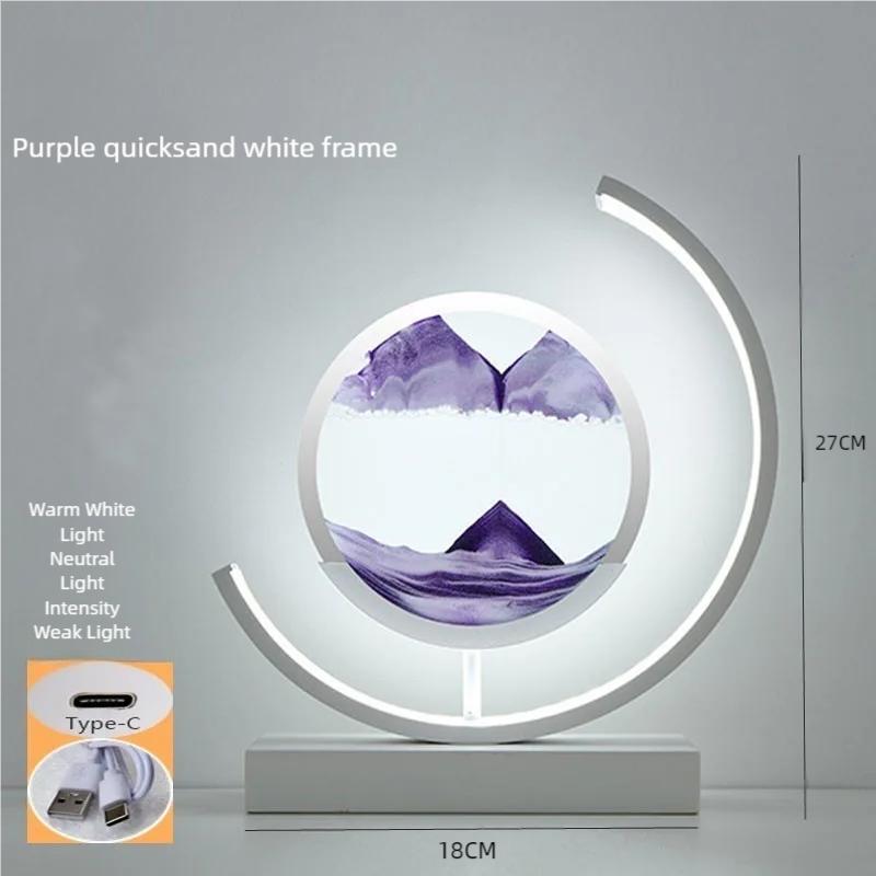 LED Moving Sand Art Table Lamp Quicksand Night Light 3D Sandscape Hourglass Bedside Lamps Flowing Sand Painting Home Decor Gifts