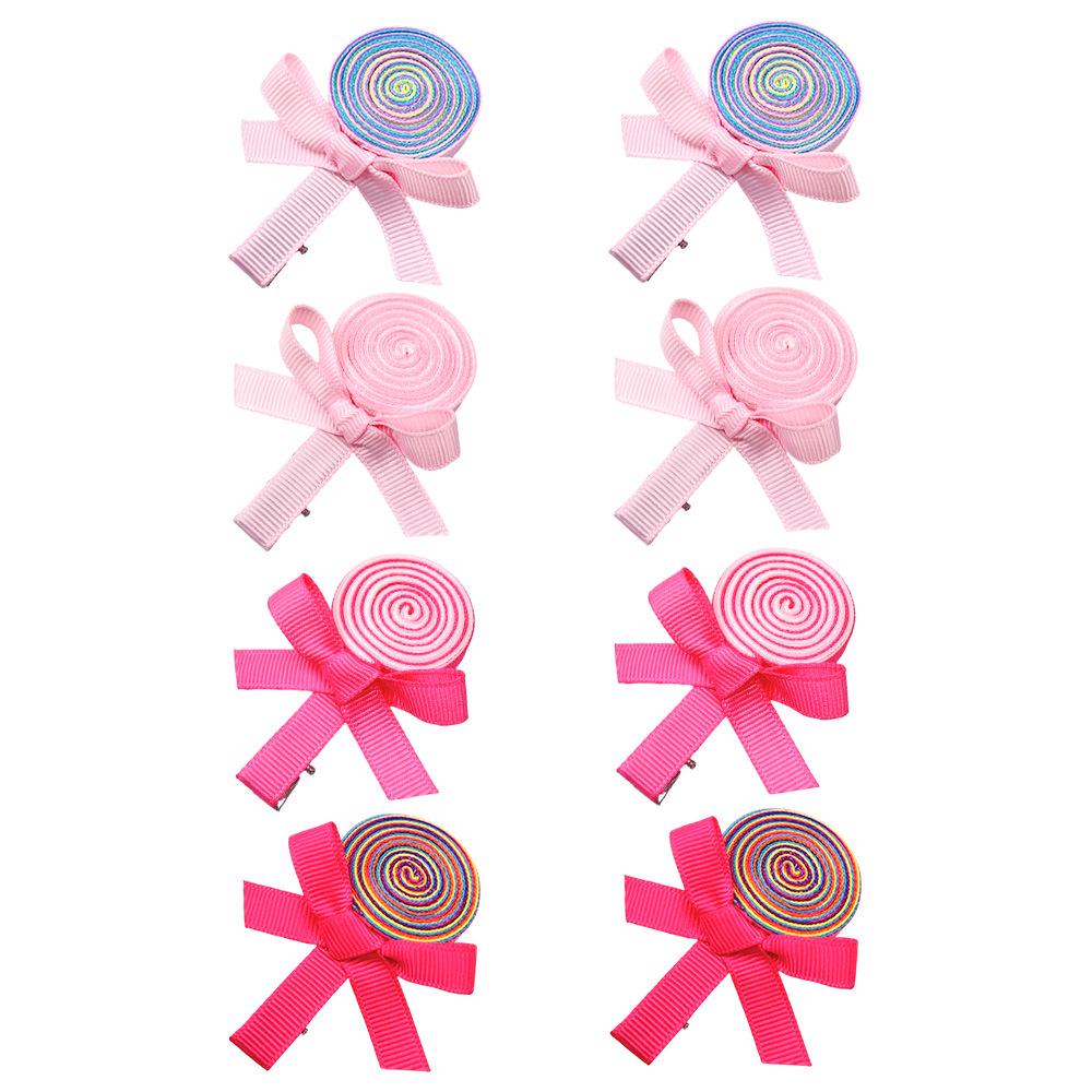 Pink Candy Edge Handmade Bow Hair Clip for Kids