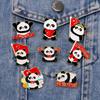 National Day five-star red flag commemorative badge, patriotic panda, literary clothing, schoolbag decoration, oil drop brooch