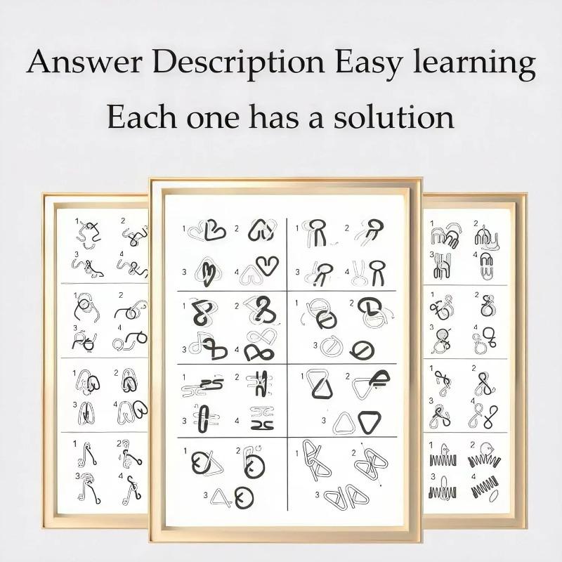 8Pcs/Set Metal Unlock Puzzle Toy Brain Teaser Rings for Adults Office Party IQ Logic Game Stress Relief Gift Box Fidget Tool