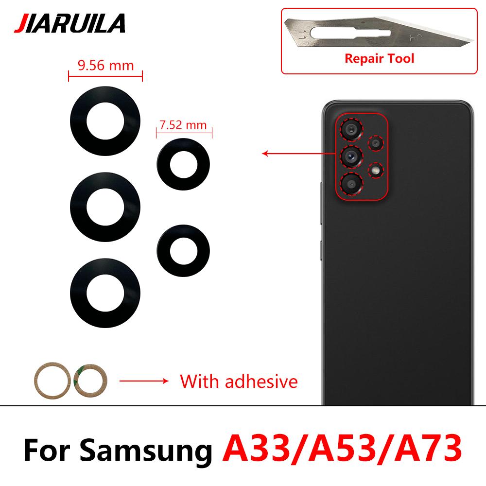 5Pcs,For Samsung A03 Core A33 A53 A73 A32 A52 A72 A82 S21 S22 Plus S21 Ultra FE Rear Back Camera Glass Lens With Glue Adhesive