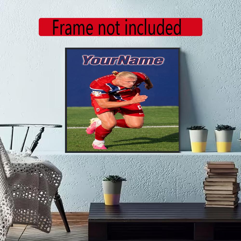 Haaland Customize Your Name Diamond Painting Round Diamond Diy Frameless Holiday Artwork Suitable For Home Office Wall Decoration