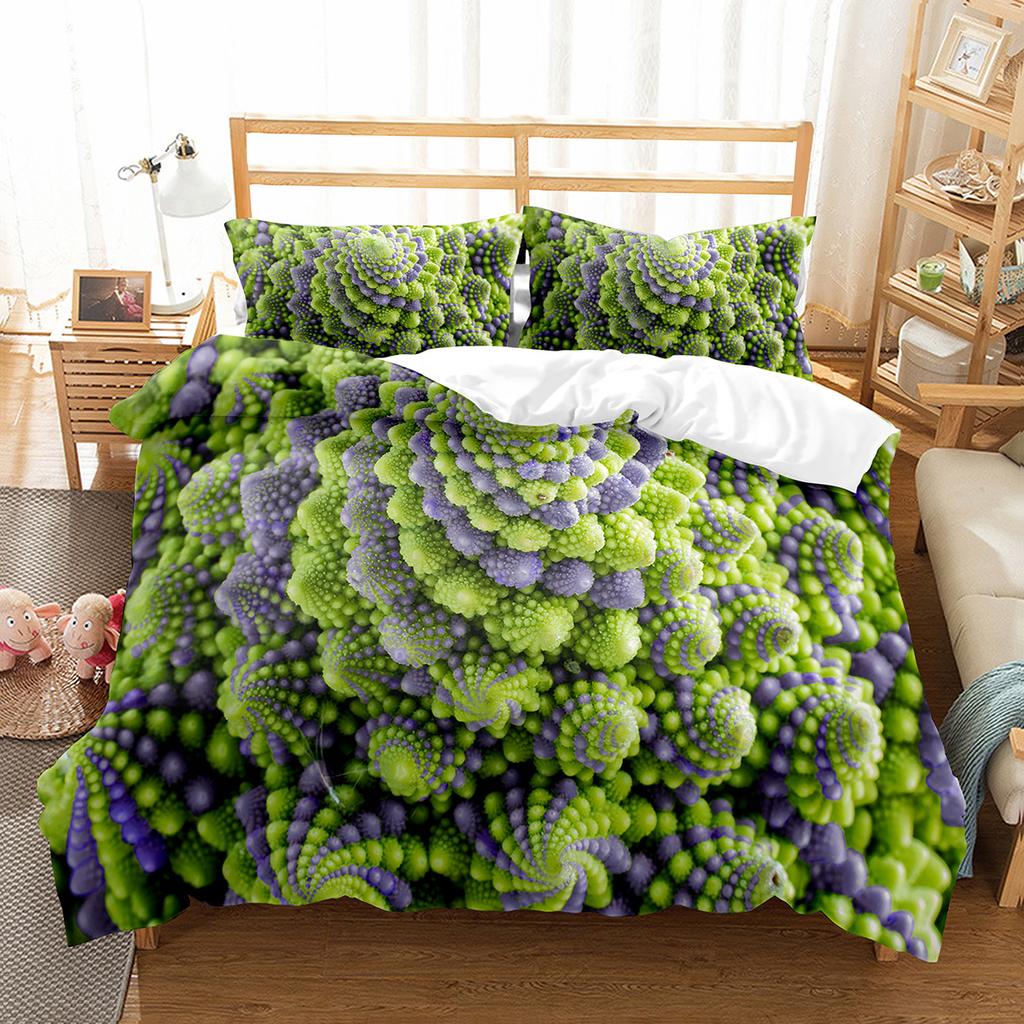 Succulent Plants Green Plant Duvet Cover Set Polyester Comforter Cover King Queen Full Size Bedding Set with Pillowcase for Teen