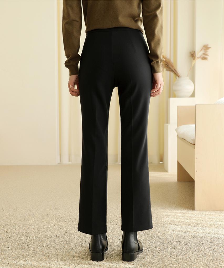 Ppaeppae Stretch Semi-Bootcut Black Slacks With Inner Waistband